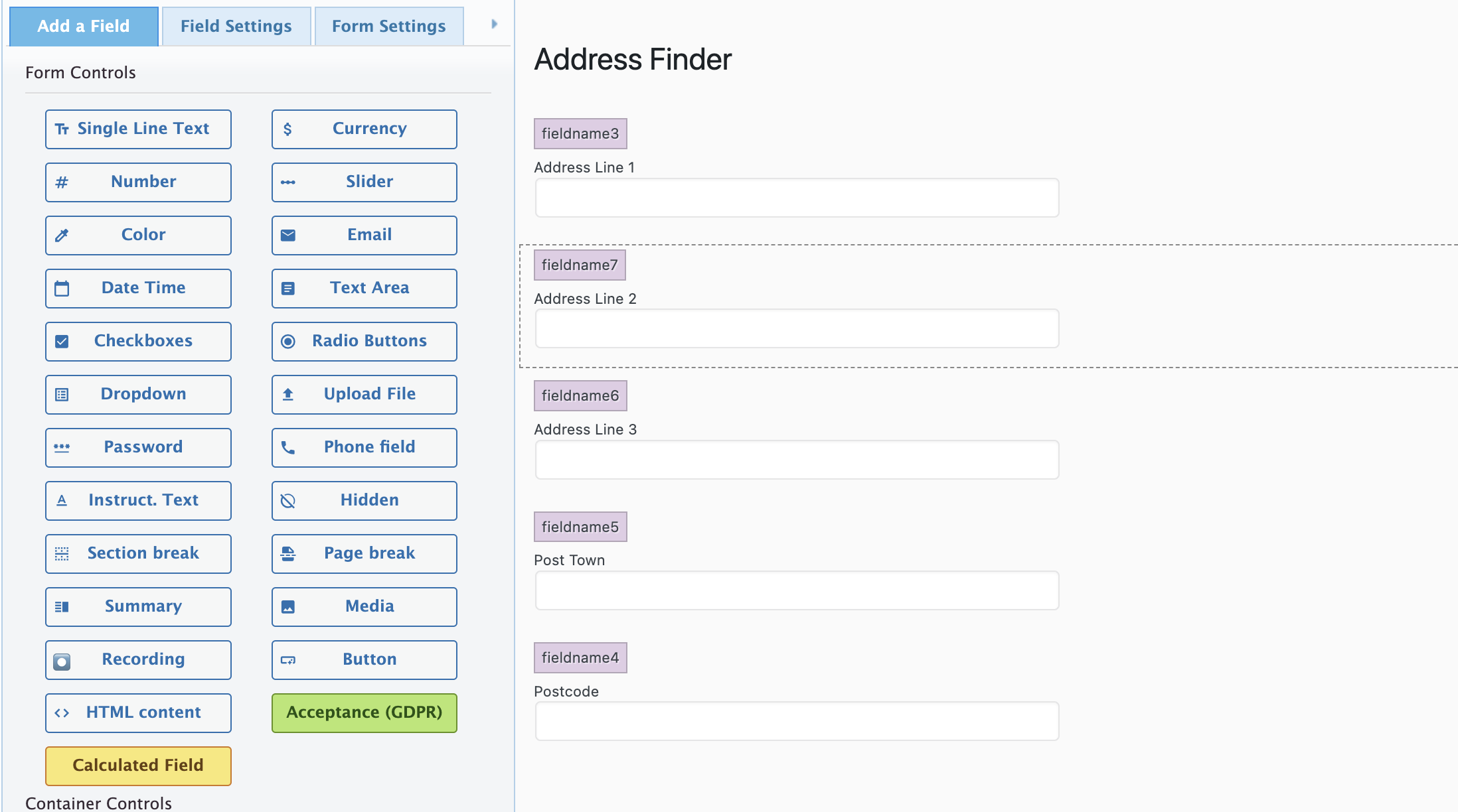 Create address fields-screenshot