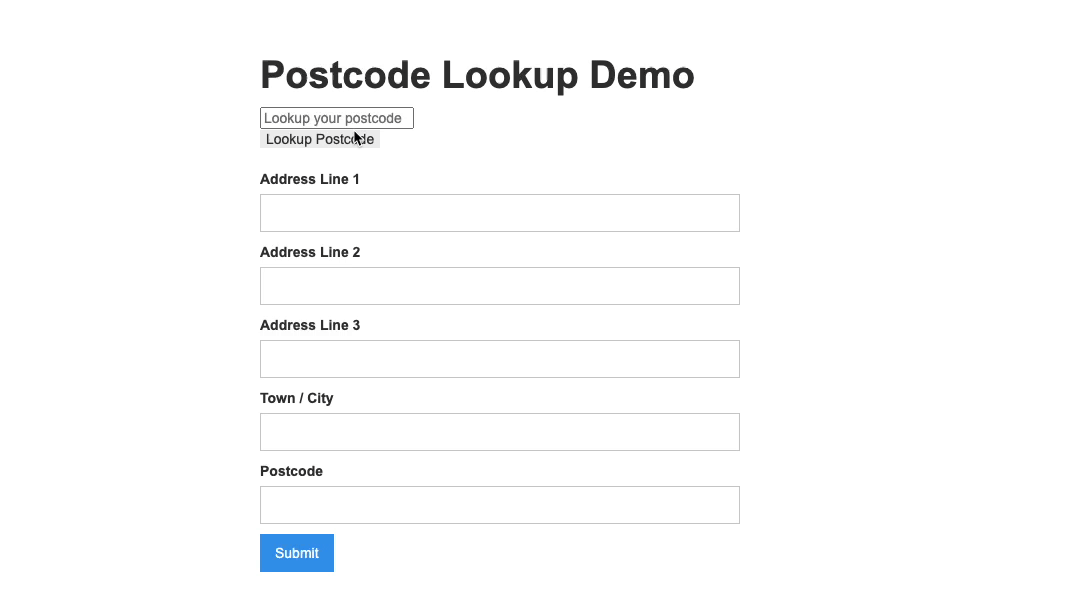 Webflow Integration Postcode Lookup Demo